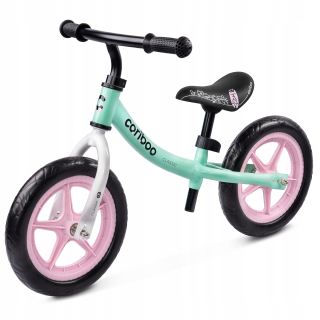 Balančný bicykel Cariboo Classic 12", ružová, zelená